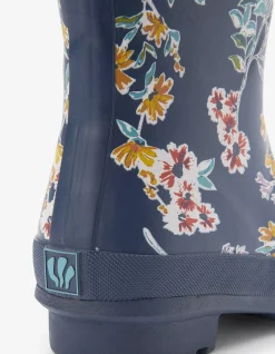 FatFace Floral Print Mid Wellies Navy Discount