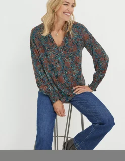 FatFace Florence Textured Spot Top Multi New