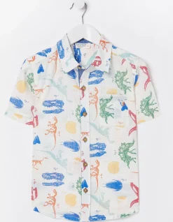 FatFace Fossil Printed Shirt Natural White