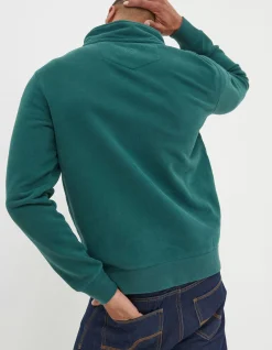 FatFace Fowey Half Neck Sweatshirt Jade Green Sale