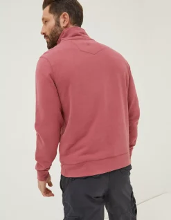 FatFace Fowey Print Zip Neck Rose Pink Hot