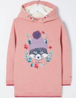 FatFace Fox Longline Sweat Hoodie Pink Sale