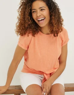 FatFace Fran Tie Front Top Coral