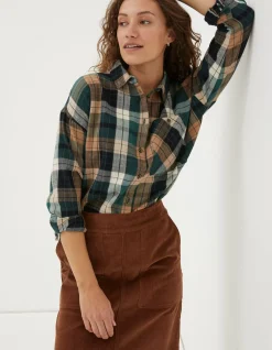 FatFace Frome Relaxed Check Shirt Dark Green Best