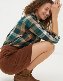 FatFace Frome Relaxed Check Shirt Dark Green Best