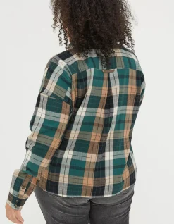 FatFace Frome Relaxed Check Shirt Dark Green Best