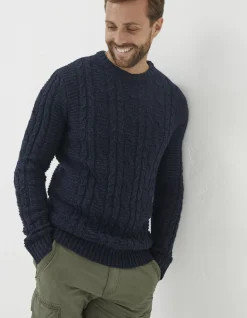 FatFace Funtley Cable Crew Jumper Navy New