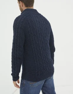FatFace Funtley Cable Half Neck Jumper Navy Hot