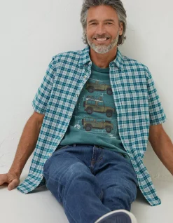 FatFace Galston Check Shirt Teal Green Clearance