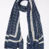 FatFace Geo Border Scarf Blue Clearance