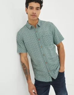 FatFace Geo Print Shirt Washed Green Hot