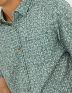 FatFace Geo Print Shirt Washed Green Hot