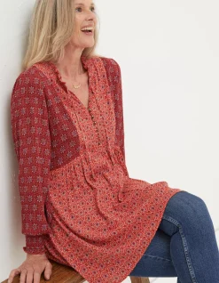 FatFace Gerry Craft Geo Tunic Raspberry Red Clearance