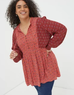 FatFace Gerry Craft Geo Tunic Raspberry Red Clearance