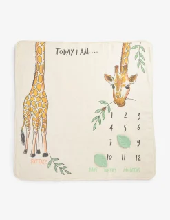 FatFace Giraffe Milestone Blanket Natural Best