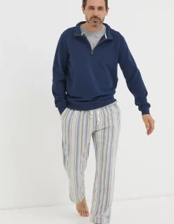 FatFace Glasgow Stripe Pyjama Bottoms Light Blue Hot