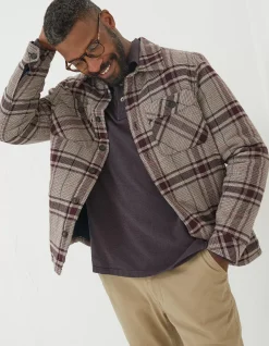 FatFace Glen Check Overshirt Plum Online