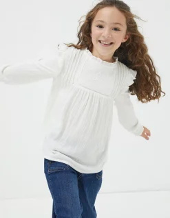 FatFace Grace Frill Blouse Natural White Outlet