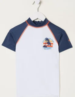 FatFace Graphic Rash Vest Natural White Sale