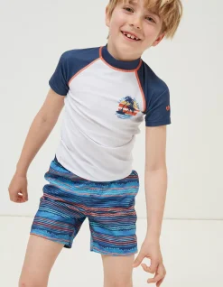 FatFace Graphic Rash Vest Natural White Sale