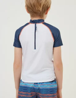 FatFace Graphic Rash Vest Natural White Sale