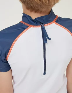 FatFace Graphic Rash Vest Natural White Sale