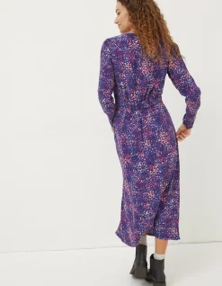 FatFace Haldon Layered Spot Midi Dress Navy Hot