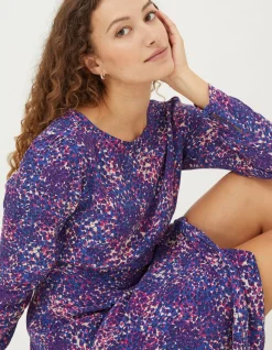 FatFace Haldon Layered Spot Midi Dress Navy Hot