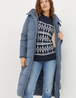 FatFace Harley Long Puffer Coat Dusky Blue Best