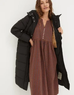 FatFace Harley Long Puffer Coat Black Outlet