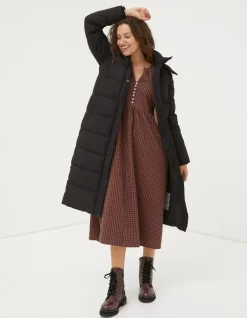 FatFace Harley Long Puffer Coat Black Outlet