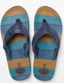 FatFace Harris Stripe Flip Flops Dark Teal Hot