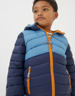 FatFace Harry Colour Block Padded Jacket Navy Outlet