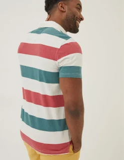 FatFace Hastings Block Stripe Polo Off White