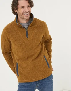 FatFace Haxby Fleece Half Neck Sweatshirt Vintage Gold Discount