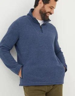 FatFace Haxby Fleece Half Neck Sweatshirt Navy Marl Best