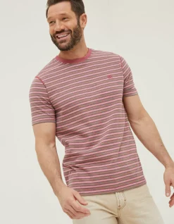 FatFace Haywood Stripe T-Shirt Rose Pink Discount
