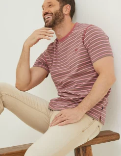 FatFace Haywood Stripe T-Shirt Rose Pink Discount