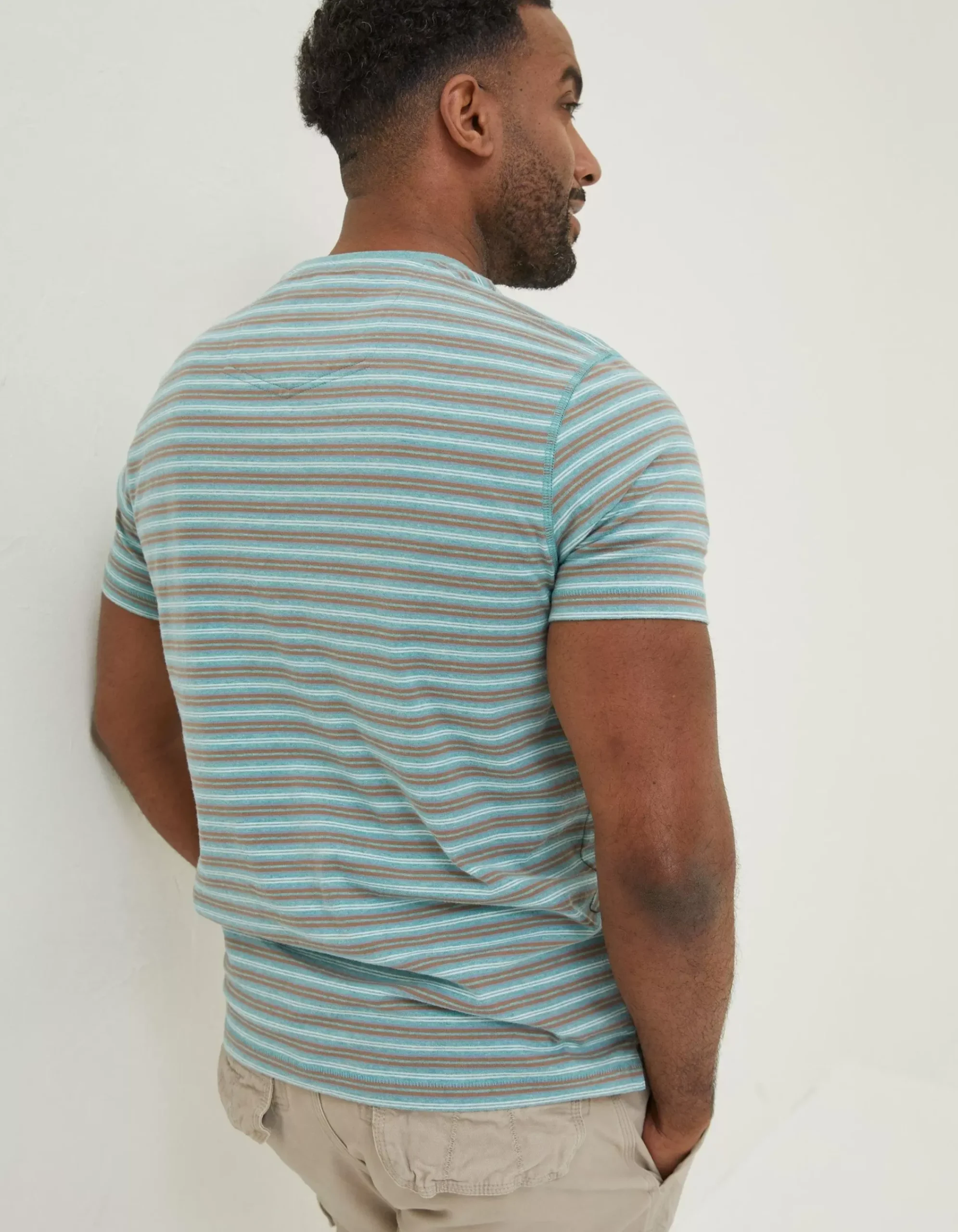 FatFace Haywood Stripe T-Shirt Light Green New