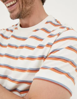 FatFace Henford Stripe T-Shirt Off White Discount