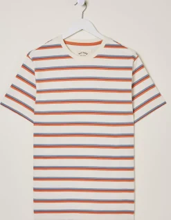FatFace Henford Stripe T-Shirt Off White Discount