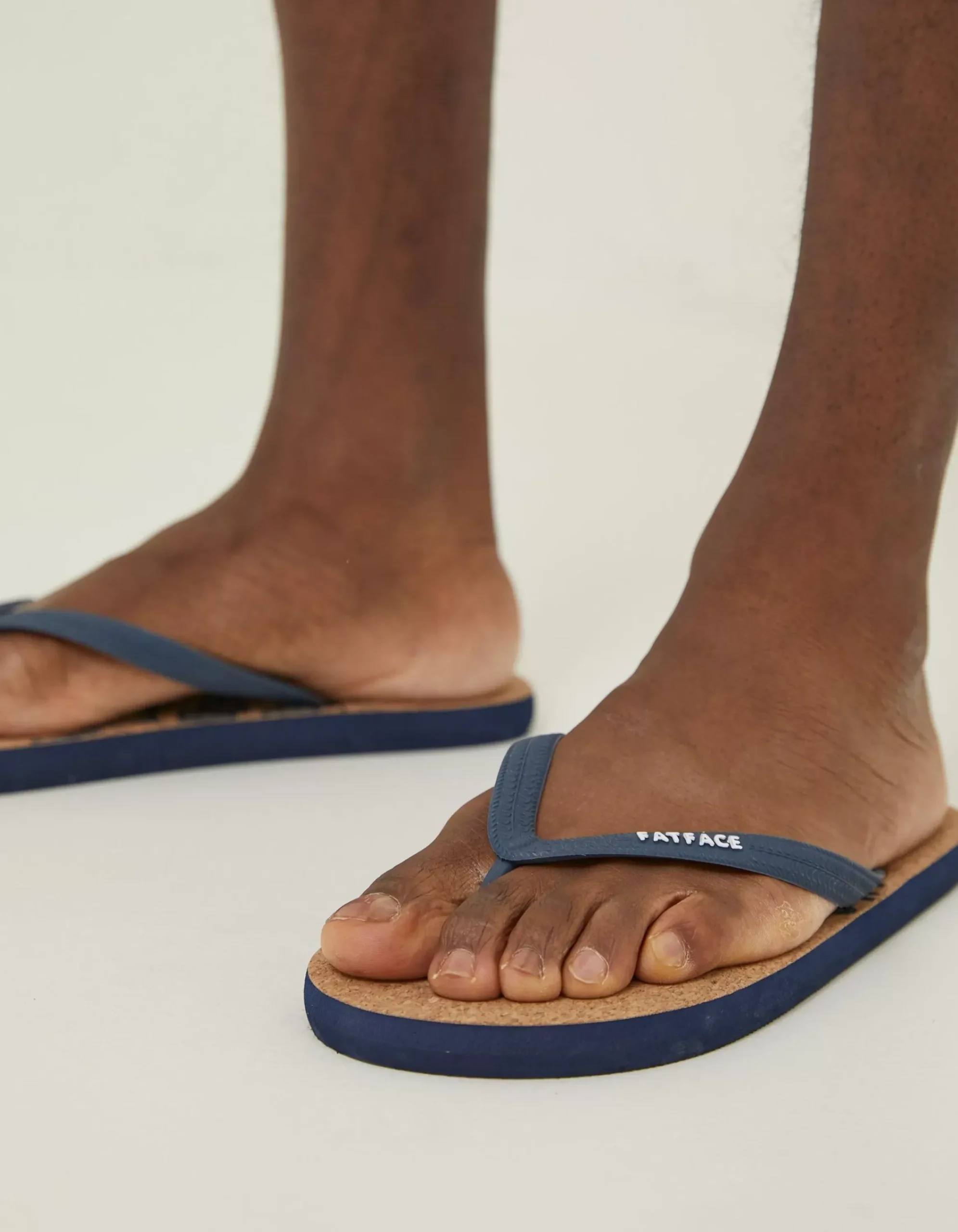 FatFace Henley Cork Logo Flip Flops Navy Discount