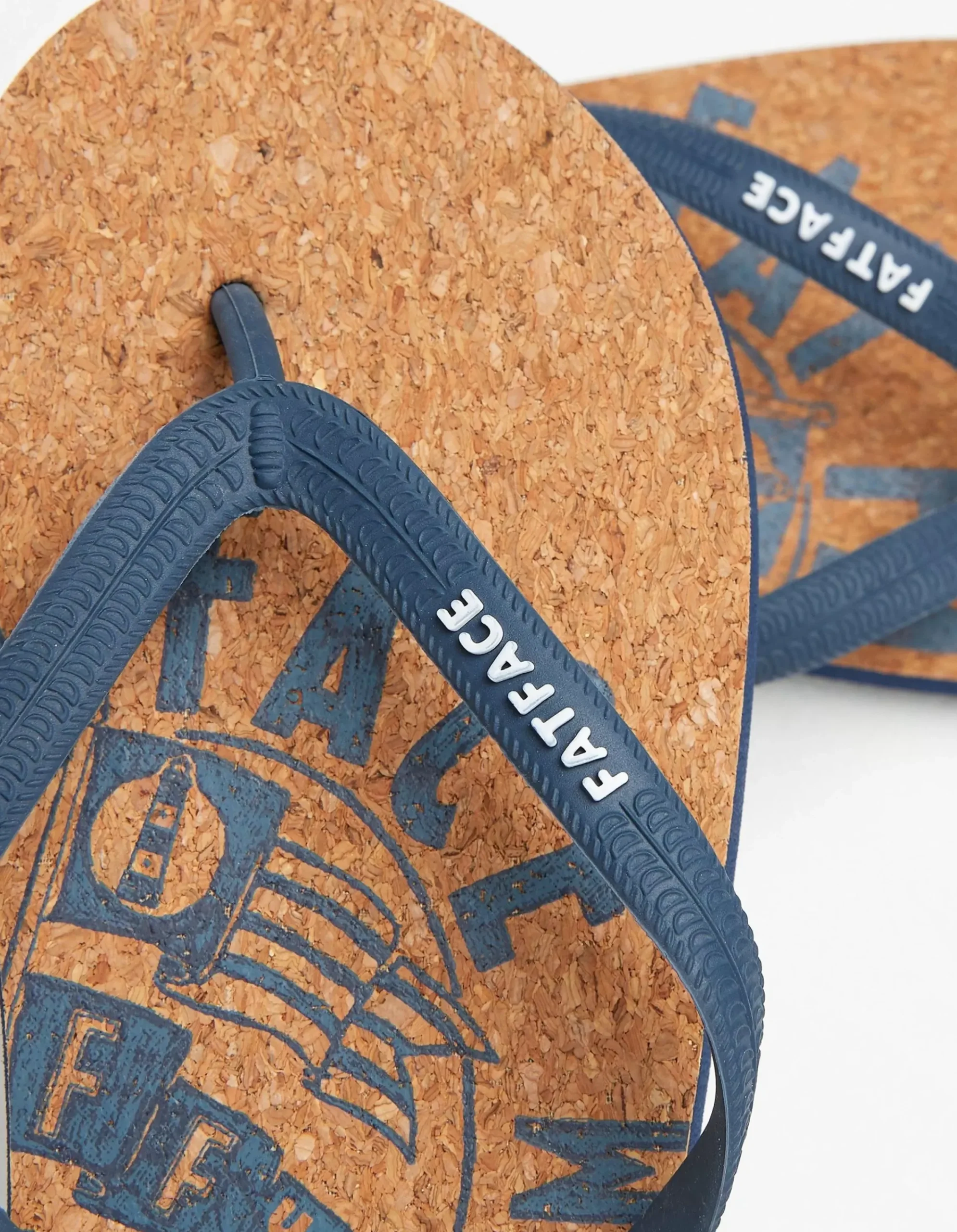 FatFace Henley Cork Logo Flip Flops Navy Discount