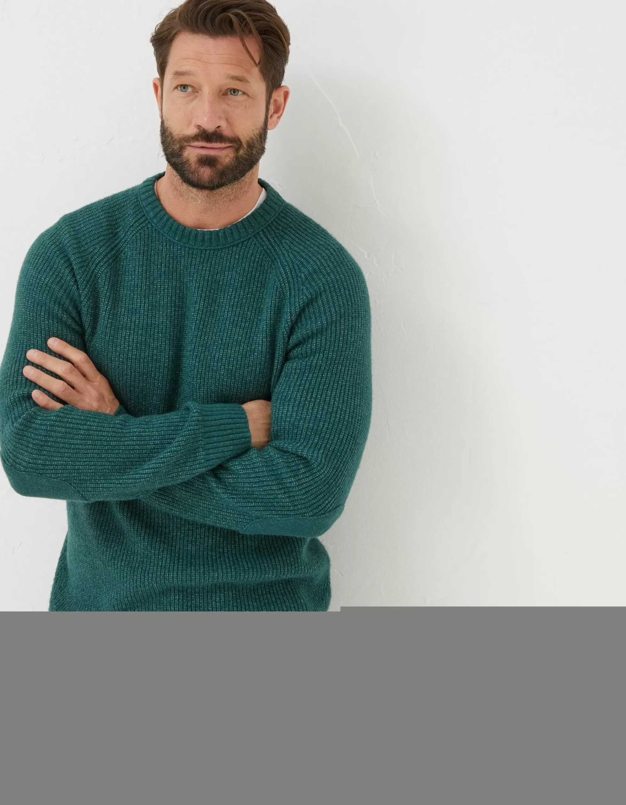 FatFace Hinton Crew Neck Jumper Jade Green Clearance