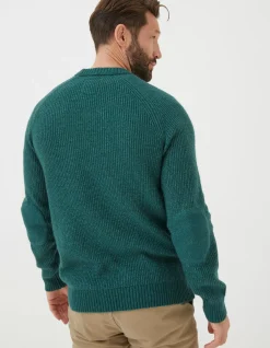 FatFace Hinton Crew Neck Jumper Jade Green Clearance