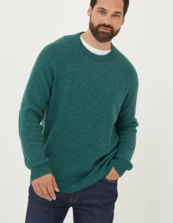 FatFace Hinton Crew Neck Jumper Jade Green Clearance