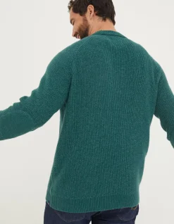 FatFace Hinton Crew Neck Jumper Jade Green Clearance