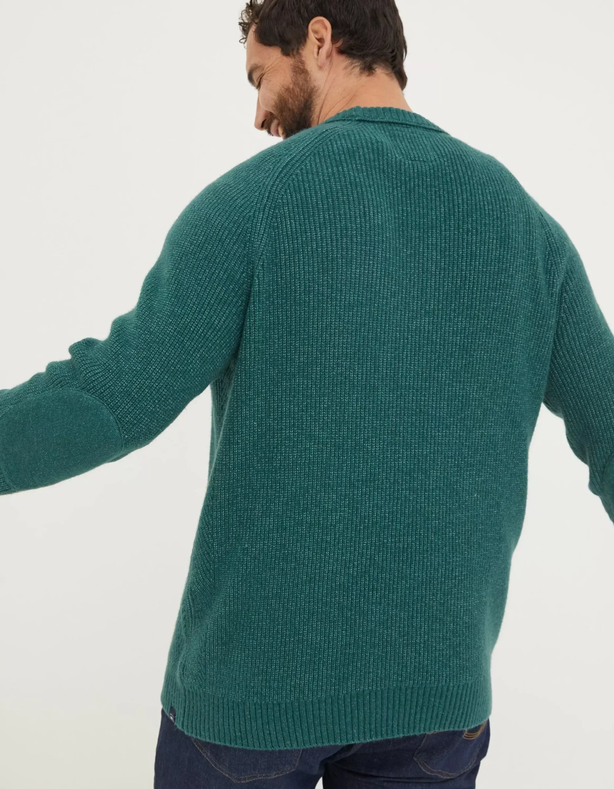 FatFace Hinton Crew Neck Jumper Jade Green Clearance