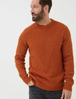 FatFace Hinton Crew Neck Jumper Orange Hot