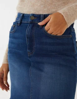 FatFace Hope Denim Skirt Mid Blue Online